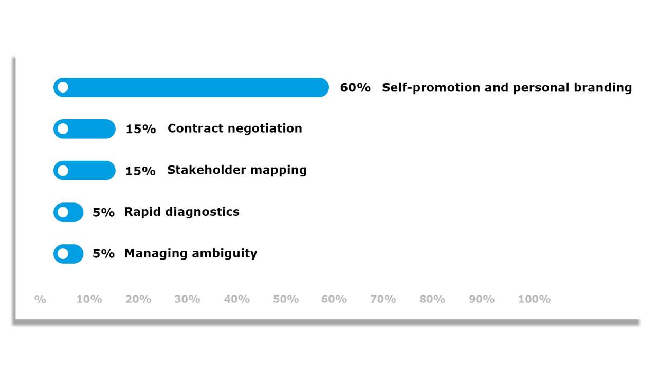 Self-promotion and personal branding Contract negotiation Rapid diagnostics Managing ambiguity Stakeholder mapping