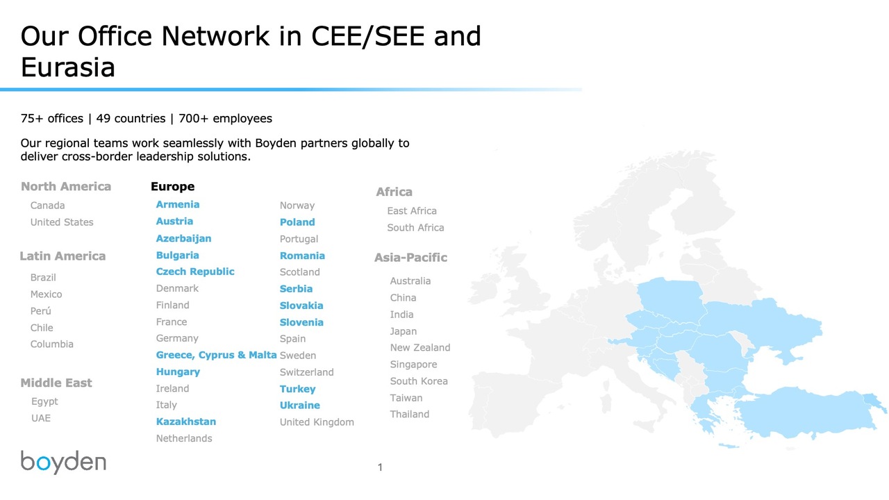 Our Office Network in CEE/SEE and Eurasia