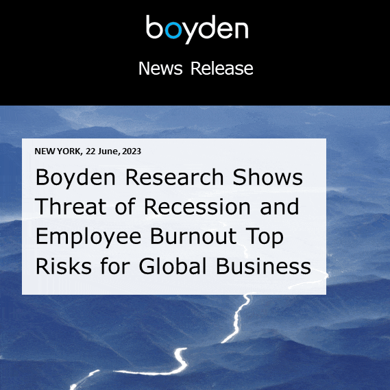 Boyden Research Shows Threat of Recession and Employee Burnout Top