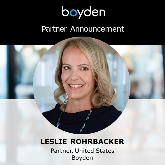 Boyden United States Business Leader Leslie C. Rohrbacker as a